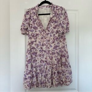 TCEC (S) Purple Short Sleeve Shift Dress Snake Print Dots Abstract Eclectic Chic